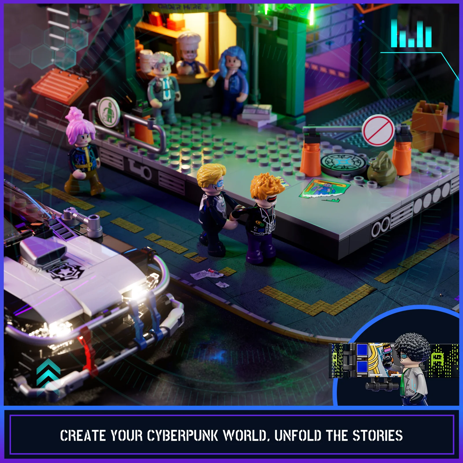 Полицейские машины Lumibricks Cyberpunk Neoncity История