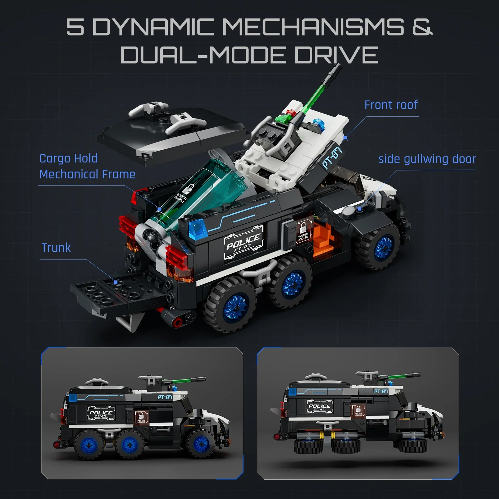 Lumibricks Police Urban Convoy 17008 Features